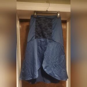 Kiss me Deadly Blue Lingerie with Asymmetrical High-Low Hem, 4 garter